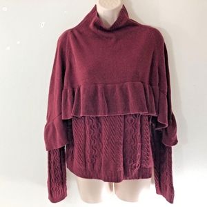 Project Madam Red WOmens Sz M Burgundy Mock Turtle